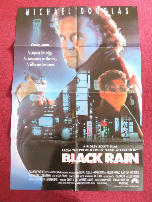 BLACK RAIN FOLDED US ONE SHEET POSTER MICHAEL DOUGLAS ANDY GARCIA 1989 Rendezvous Cinema Movie posters