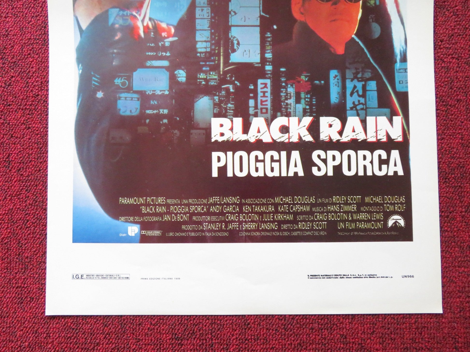 BLACK RAIN ITALIAN LOCANDINA POSTER MICHAEL DOUGLAS / ANDY GARCIA 1989 Rendezvous Cinema Movie posters