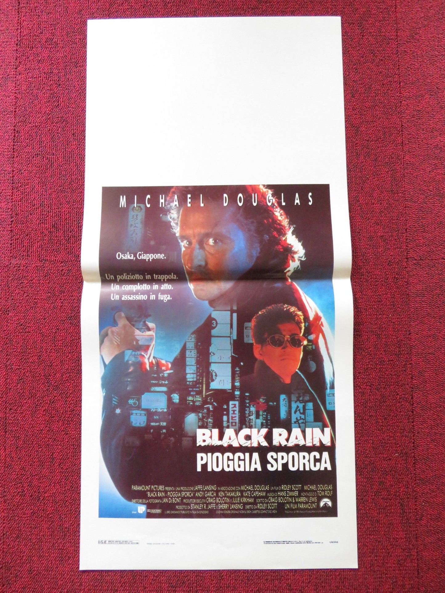 BLACK RAIN ITALIAN LOCANDINA POSTER MICHAEL DOUGLAS / ANDY GARCIA 1989 Rendezvous Cinema Movie posters