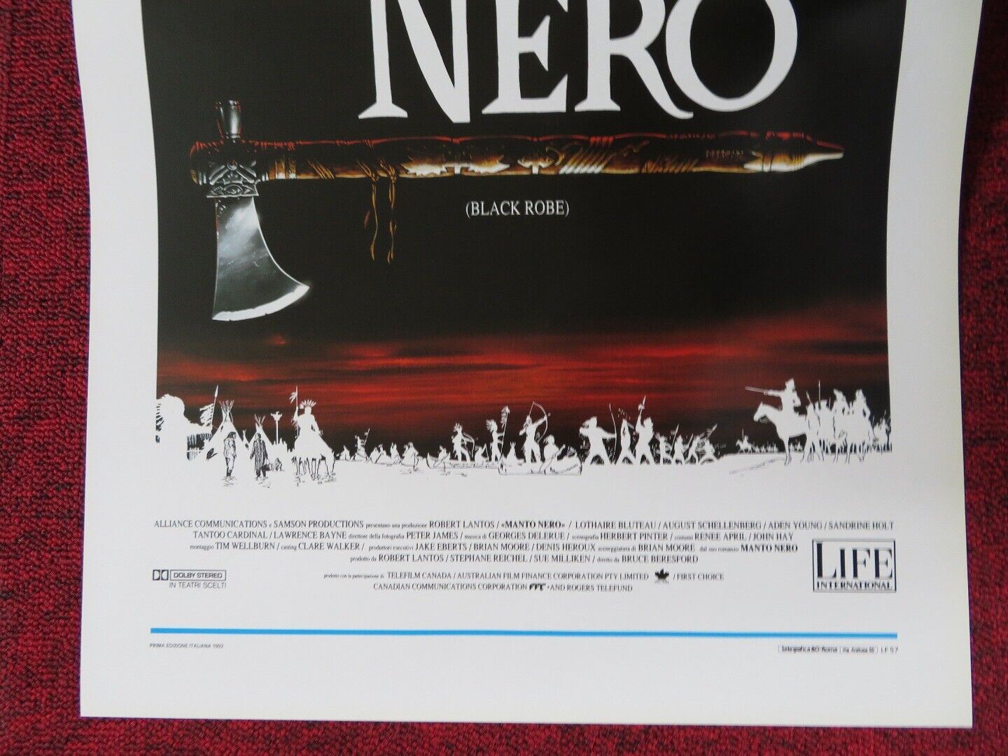 BLACK ROBE ITALIAN LOCANDINA (27.5"x13") POSTER BRUCE BERESFORD 1992 Movie posters