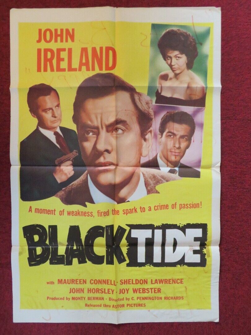 BLACK TIDE FOLDED US ONE SHEET POSTER JOHN IRELAND 1958 Movie posters