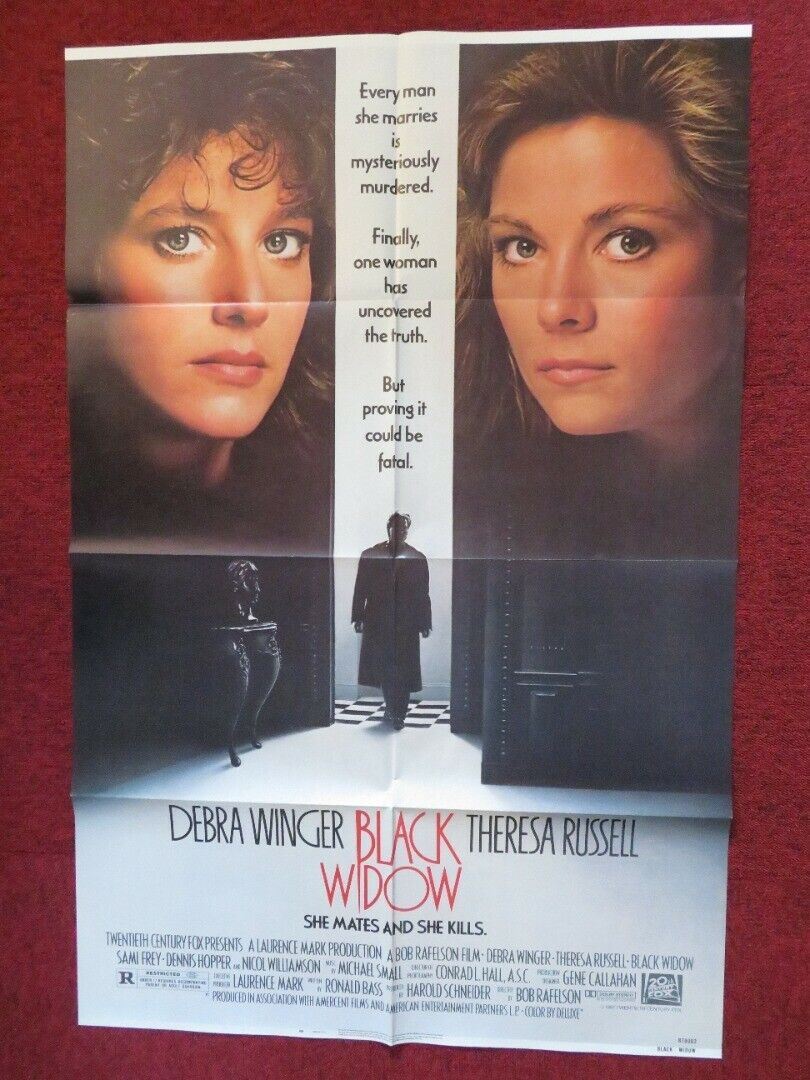 BLACK WIDOW FOLDED US ONE SHEET POSTER DEBRA WINGER THERESA RUSSELL 1987 Movie posters
