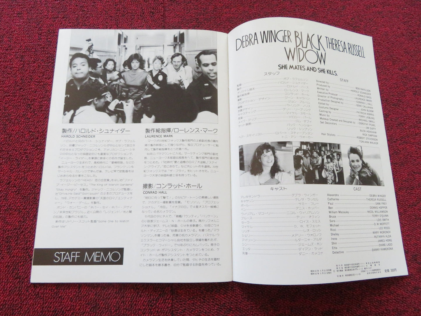 BLACK WIDOW JAPANESE BROCHURE / PRESS BOOK DEBRA WINGER THERESA RUSSELL 1987 Rendezvous Cinema Movie posters