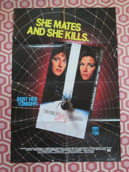 BLACK WIDOW VIDEO VHS POSTER FOLDED DEBRA WINGER THERESA RUSSELL 1987 Movie posters