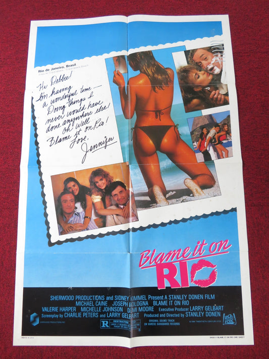 BLAME IT ON RIO FOLDED US ONE SHEET POSTER MICHAEL CAINE JOSEPH BOLOGNA 1984 Rendezvous Cinema Movie posters