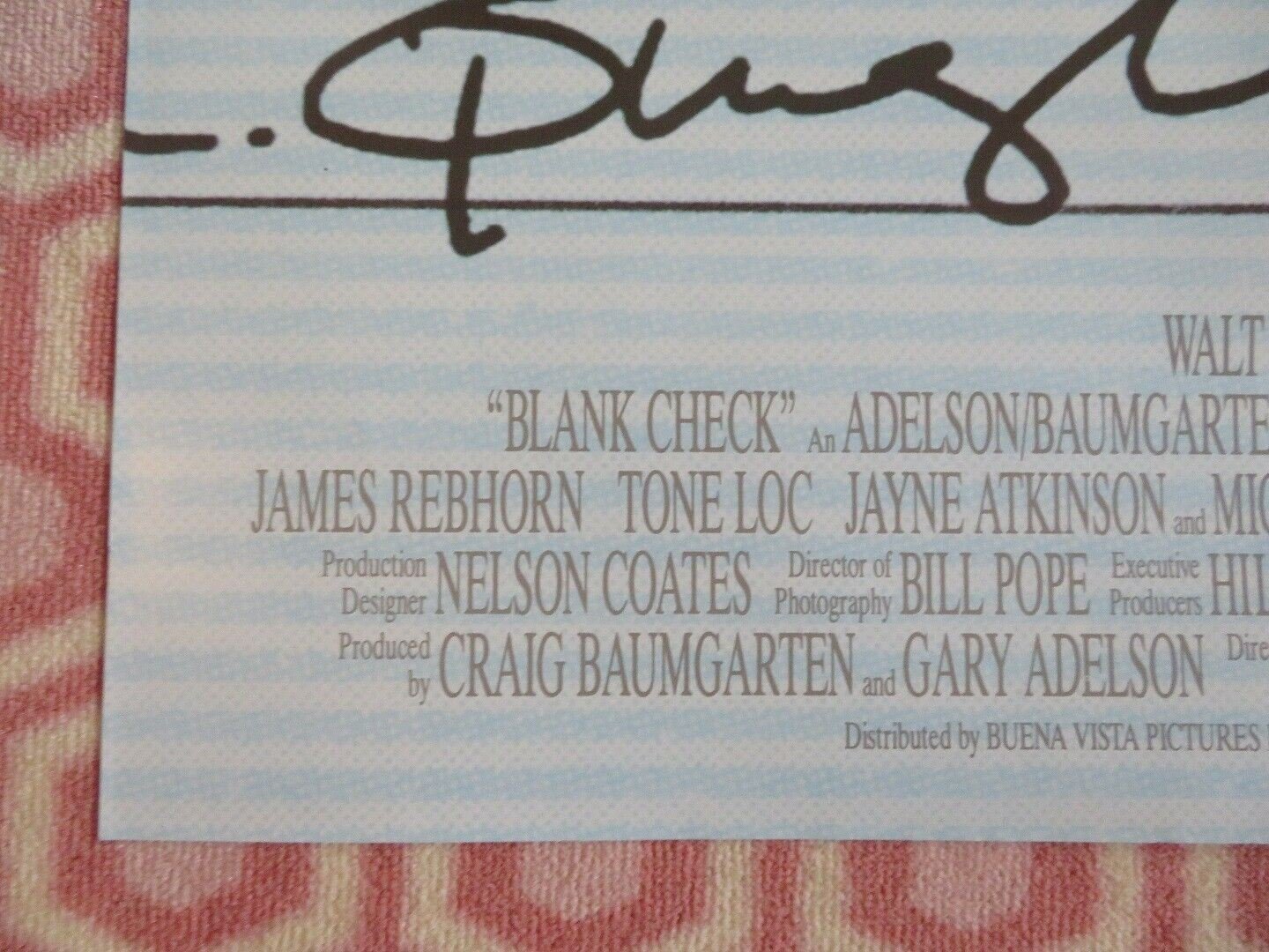 BLANK CHECK US ONE SHEET POSTER DISNEY JAMES EBHORN 1994 Movie posters