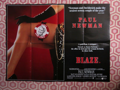 BLAZE BRITISH QUAD (30"x 40") POSTER PAUL NEWMAN LOLITA DAVIDOUICH BLAZE STARR Movie posters