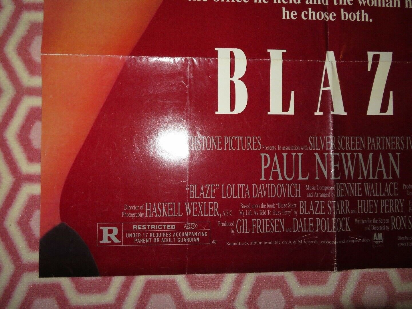 BLAZE US ONE SHEET POSTER PAUL NEWMAN JERRY HARDIN 1989 Movie posters