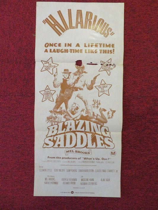 BLAZING SADDLES FOLDED AUSTRALIAN DAYBILL POSTER GENE WILDER MEL BROOKS 1974 Movie posters