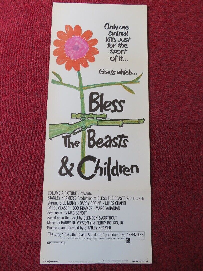 BLESS THE BEASTS & CHILDREN US INSERT (14"x 36") POSTER BILL MUMY 1971 Movie posters