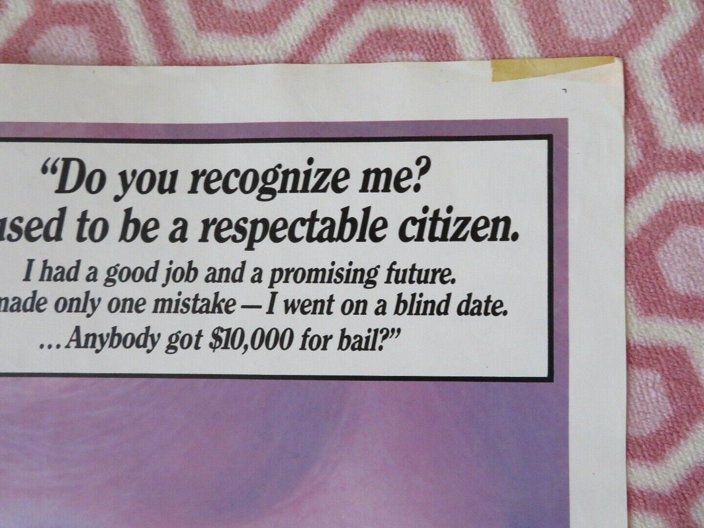 BLIND DATE US ONE SHEET POSTER FOLDED KIM BASINGER BRUCE WILLIS 1987 Movie posters