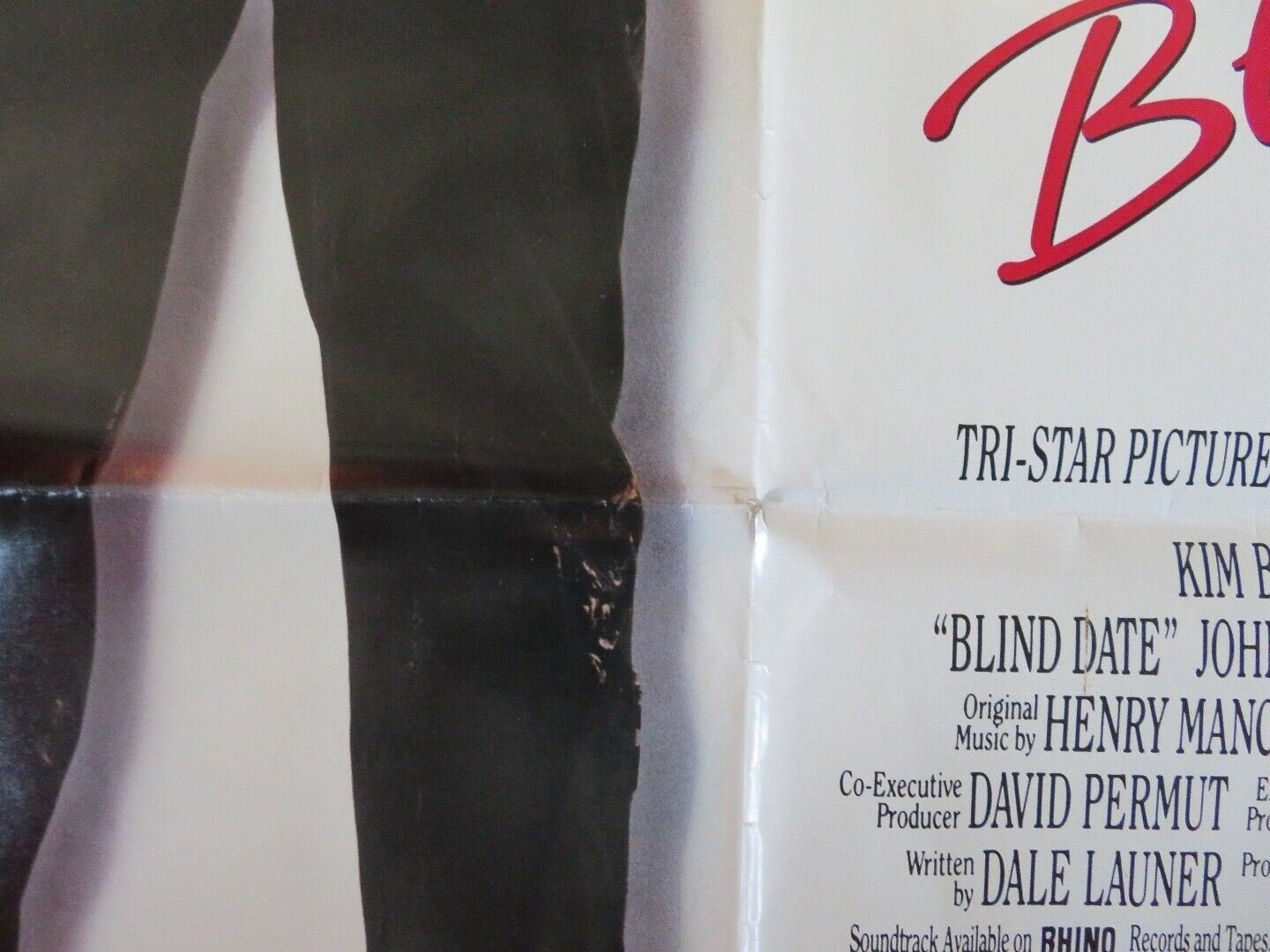 BLIND DATE VIDEO VHS POSTER FOLDED BRUCE WILLIS KIM BASINGER 1987 Movie posters