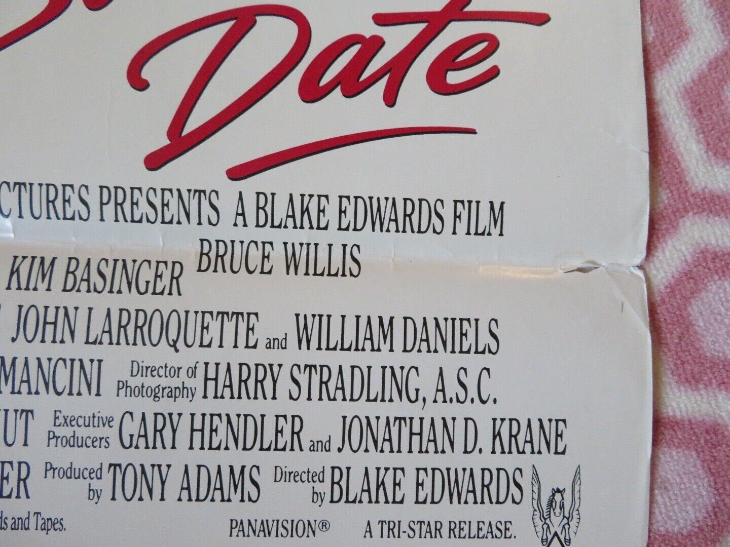 BLIND DATE VIDEO VHS POSTER FOLDED BRUCE WILLIS KIM BASINGER 1987 Movie posters