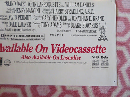 BLIND DATE VIDEO VHS POSTER FOLDED BRUCE WILLIS KIM BASINGER 1987 Movie posters