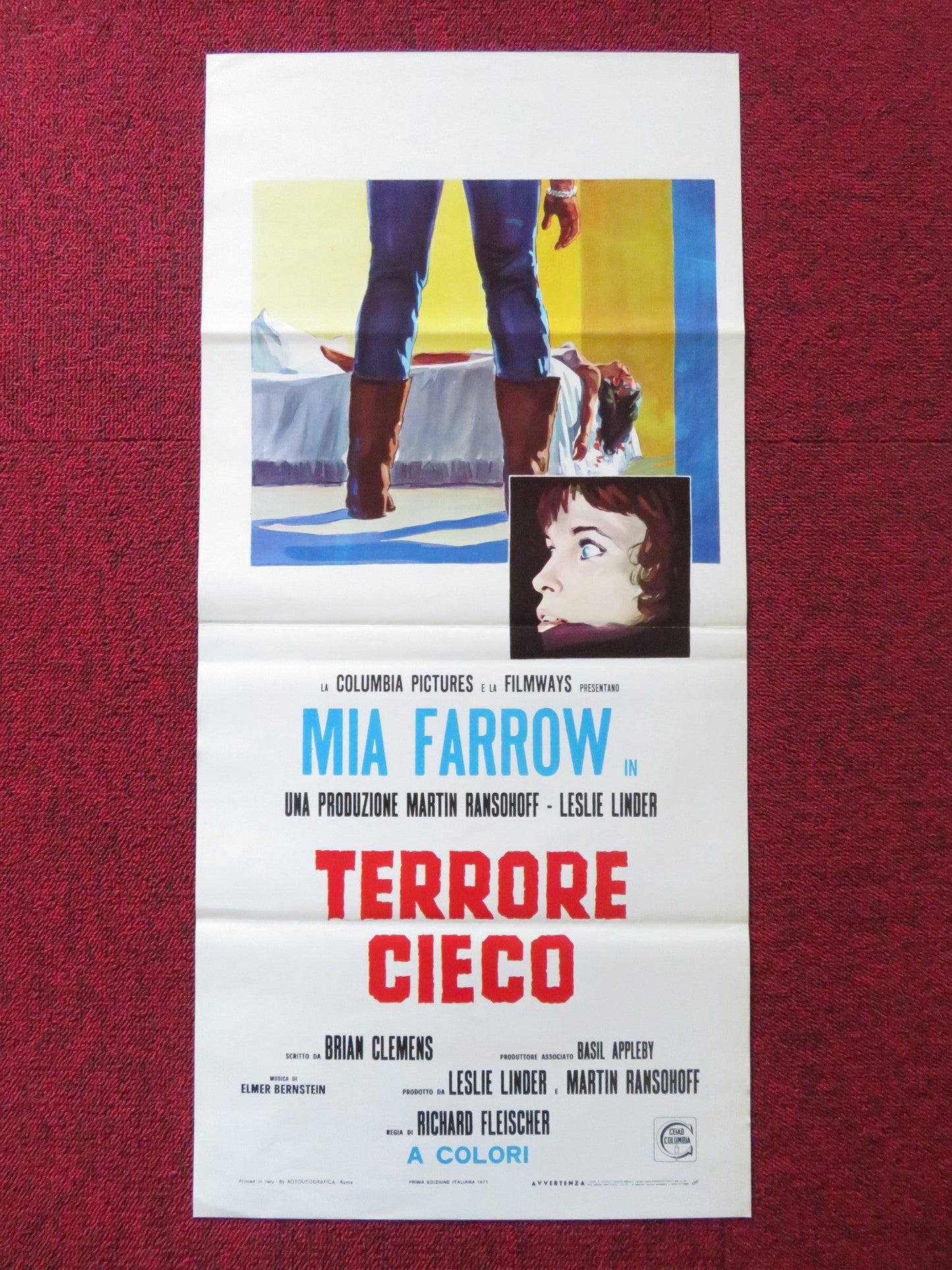 BLIND TERROR ITALIAN LOCANDINA POSTER MIA FARROW DOROTHY ALISON 1971 Rendezvous Cinema Movie posters