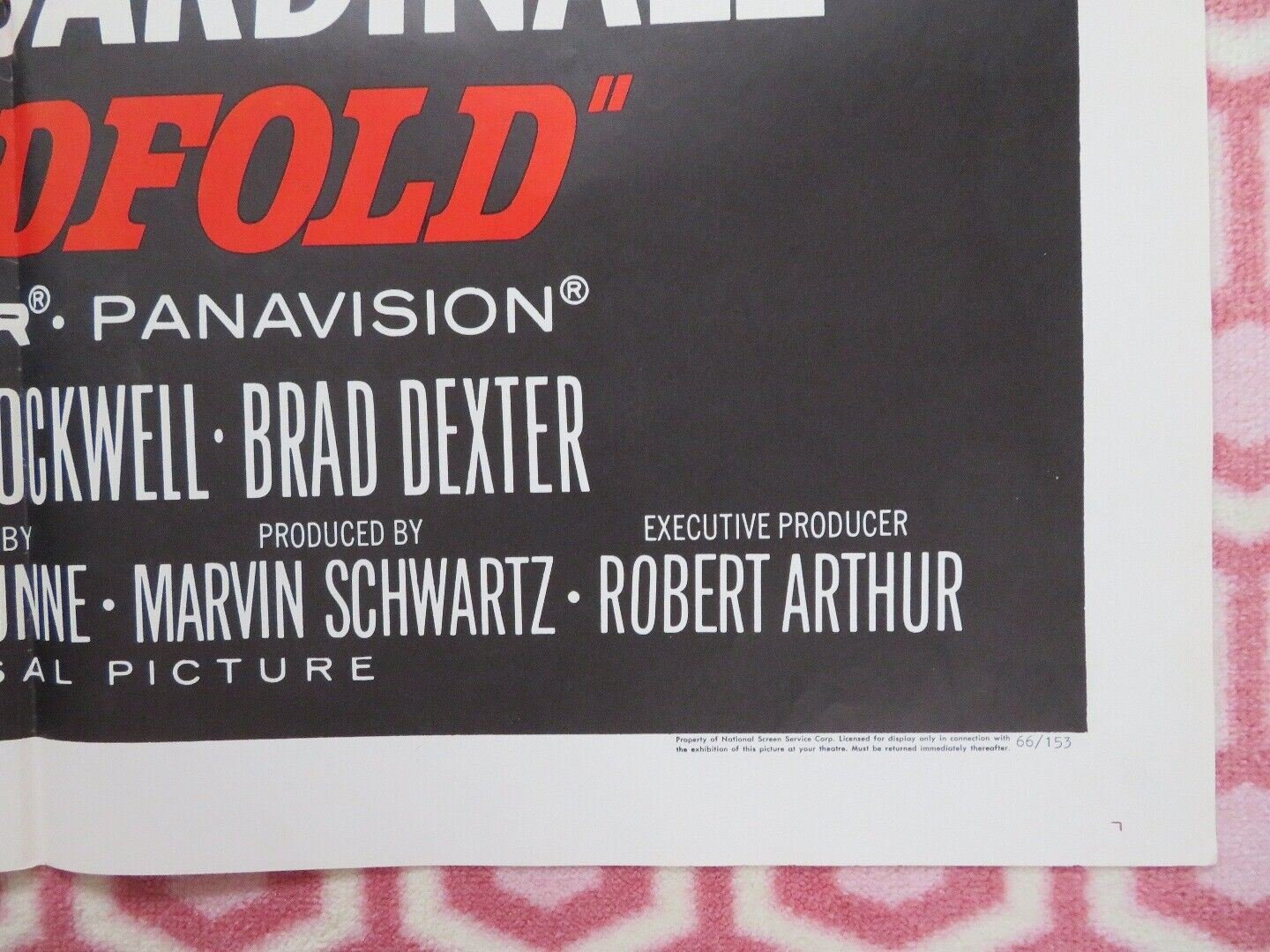 BLINDFOLD FOLDED US ONE SHEET POSTER ROCK HUDSON CLAUDIA CARDINALE 1966 Movie posters