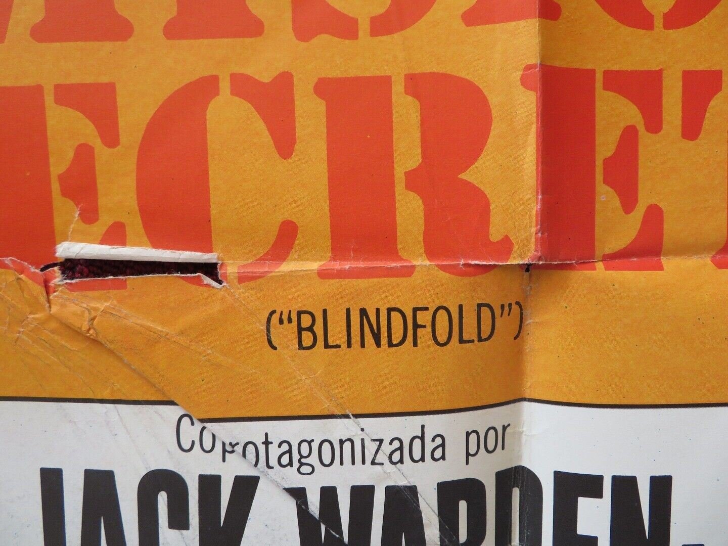 BLINDFOLD SPANISH ONE SHEET FOLDED POSTER ROCK HUDSON CLAUDIA CARDINALE 1966 - Rendezvous Cinema