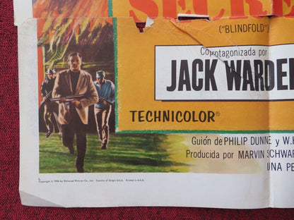 BLINDFOLD SPANISH ONE SHEET FOLDED POSTER ROCK HUDSON CLAUDIA CARDINALE 1966 - Rendezvous Cinema