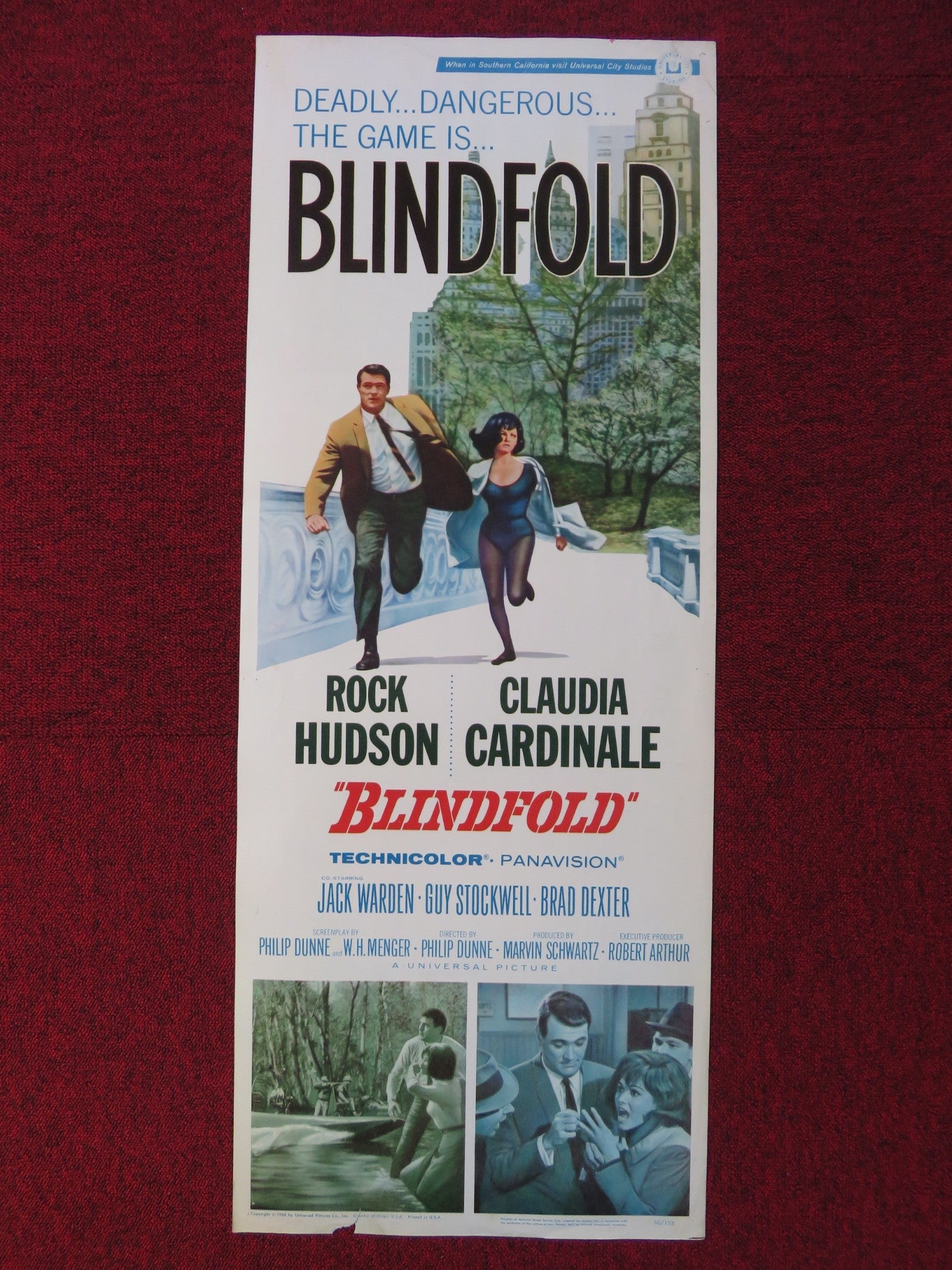 BLINDFOLD US INSERT (14"x 36") POSTER ROCK HUDSON CLAUDIA CARDINALE 1966 Rendezvous Cinema Movie posters
