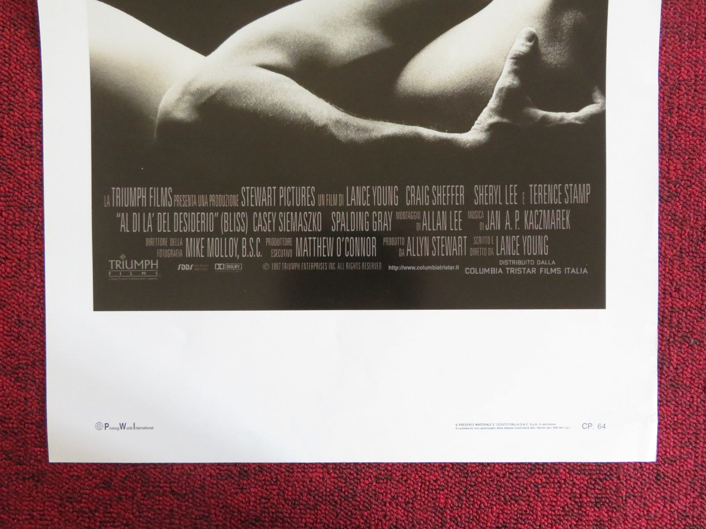 BLISS ITALIAN LOCANDINA POSTER CRAIG SHEFFER SHERYL LEE TERENCE STAMP 1997 Rendezvous Cinema Movie posters