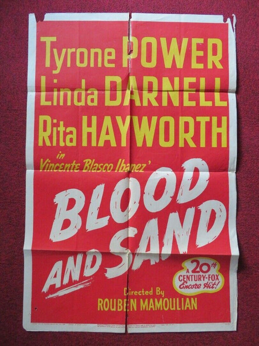 BLOOD AND SAND FOLDED US ONE SHEET POSTER TRYONE POWER RITA HAYWORTH 1941 - Rendezvous Cinema