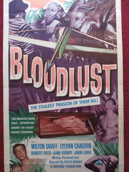 BLOODLUST! US INSERT (14"x 36") POSTER WILTON GRAFF LYLYAN CHAUVIN 1961 Rendezvous Cinema Movie posters