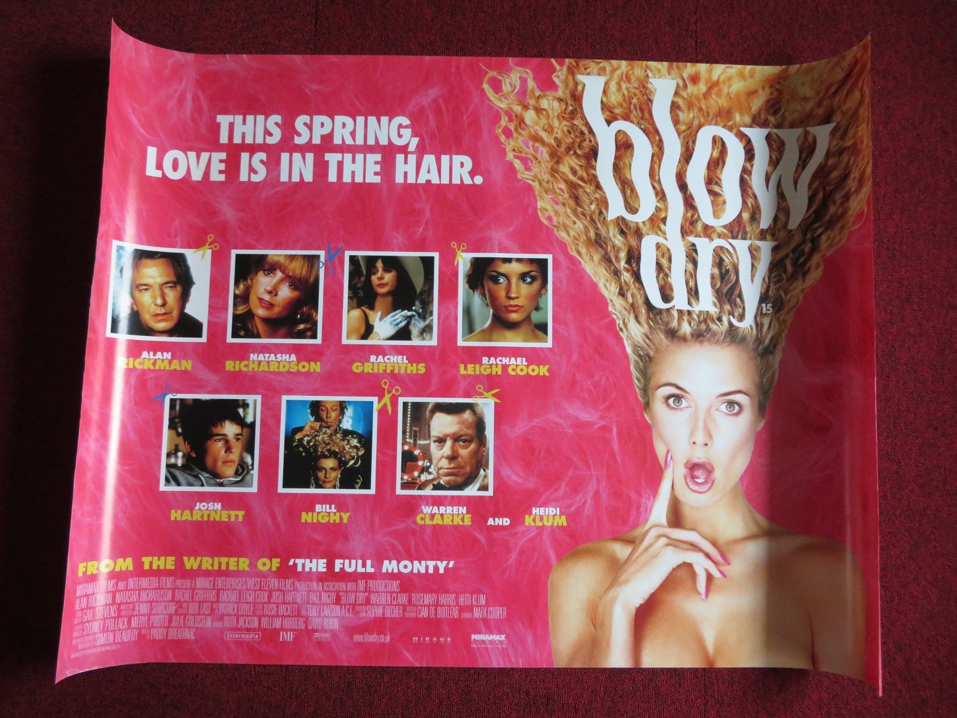 BLOW DRY UK QUAD (30"x 40") ROLLED POSTER ALAN RICKMAN NATASHA RICHARDSON 2001 Rendezvous Cinema Movie posters