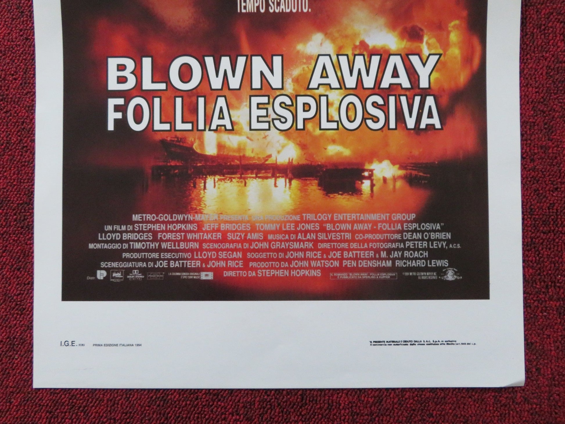 BLOWN AWAY ITALIAN LOCANDINA POSTER JEFF BRIDGES TOMMY LEE JONES 1994 Rendezvous Cinema Movie posters