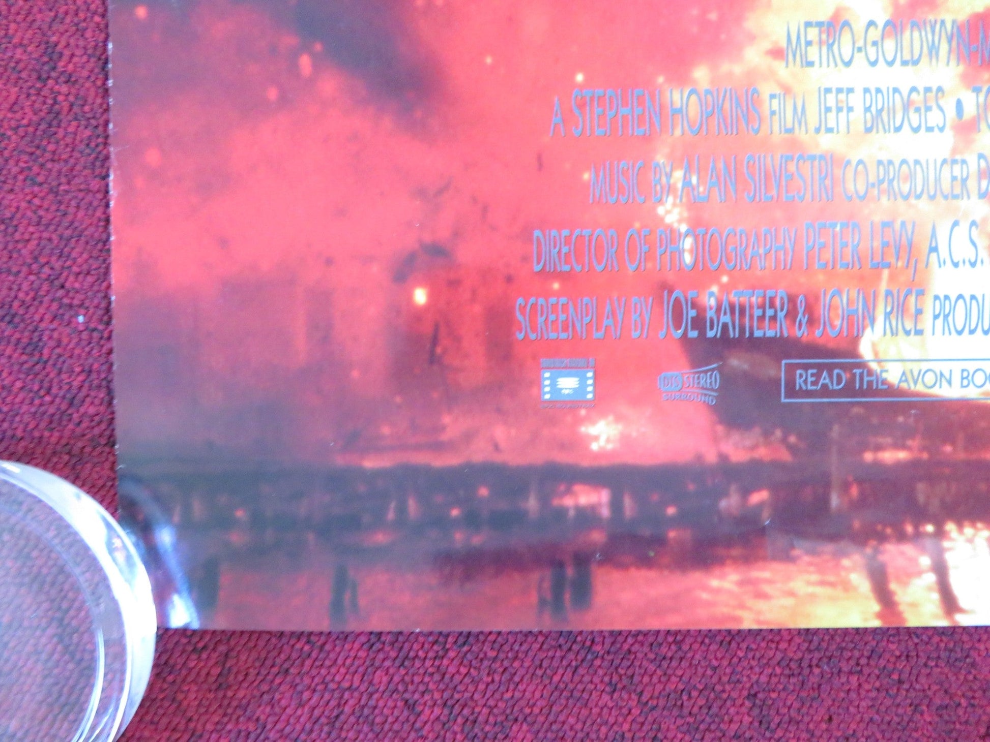 BLOWN AWAY VHS VIDEO POSTER ROLLED JEFF BRIDGES TOMMY LEE JONES 1994 Rendezvous Cinema Movie posters