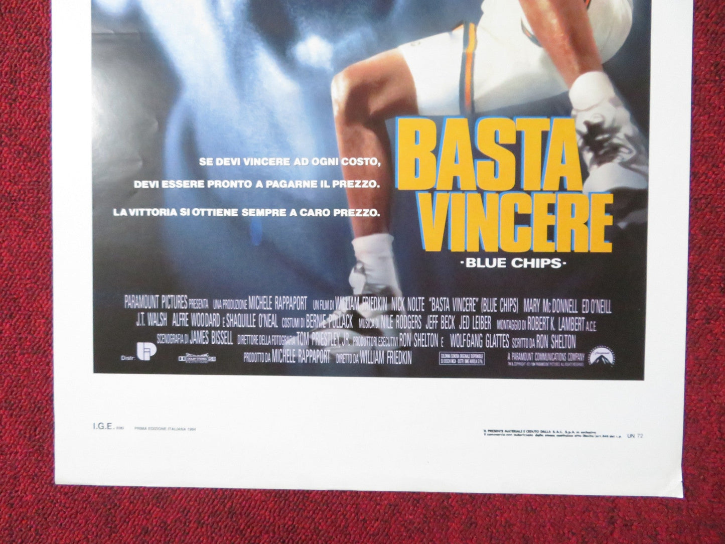 BLUE CHIPS ITALIAN LOCANDINA POSTER NICK NOLTE SHAQUILLE O'NEAL 1994 Rendezvous Cinema Movie posters