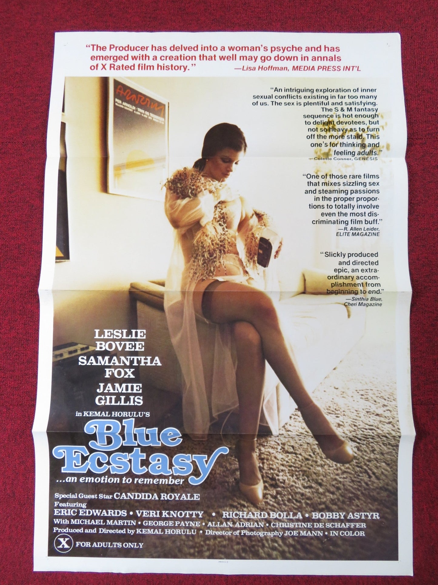 BLUE ECSTASY US TRI FOLDED ONE SHEET ROLLED POSTER L. BOVEE SAMANTHA FOX 1980 Rendezvous Cinema Movie posters