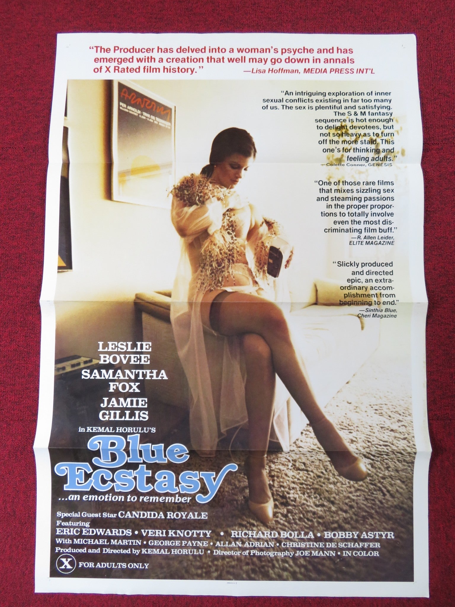 BLUE ECSTASY US TRI FOLDED ONE SHEET ROLLED POSTER L. BOVEE SAMANTHA FOX 1980 Rendezvous Cinema Movie posters