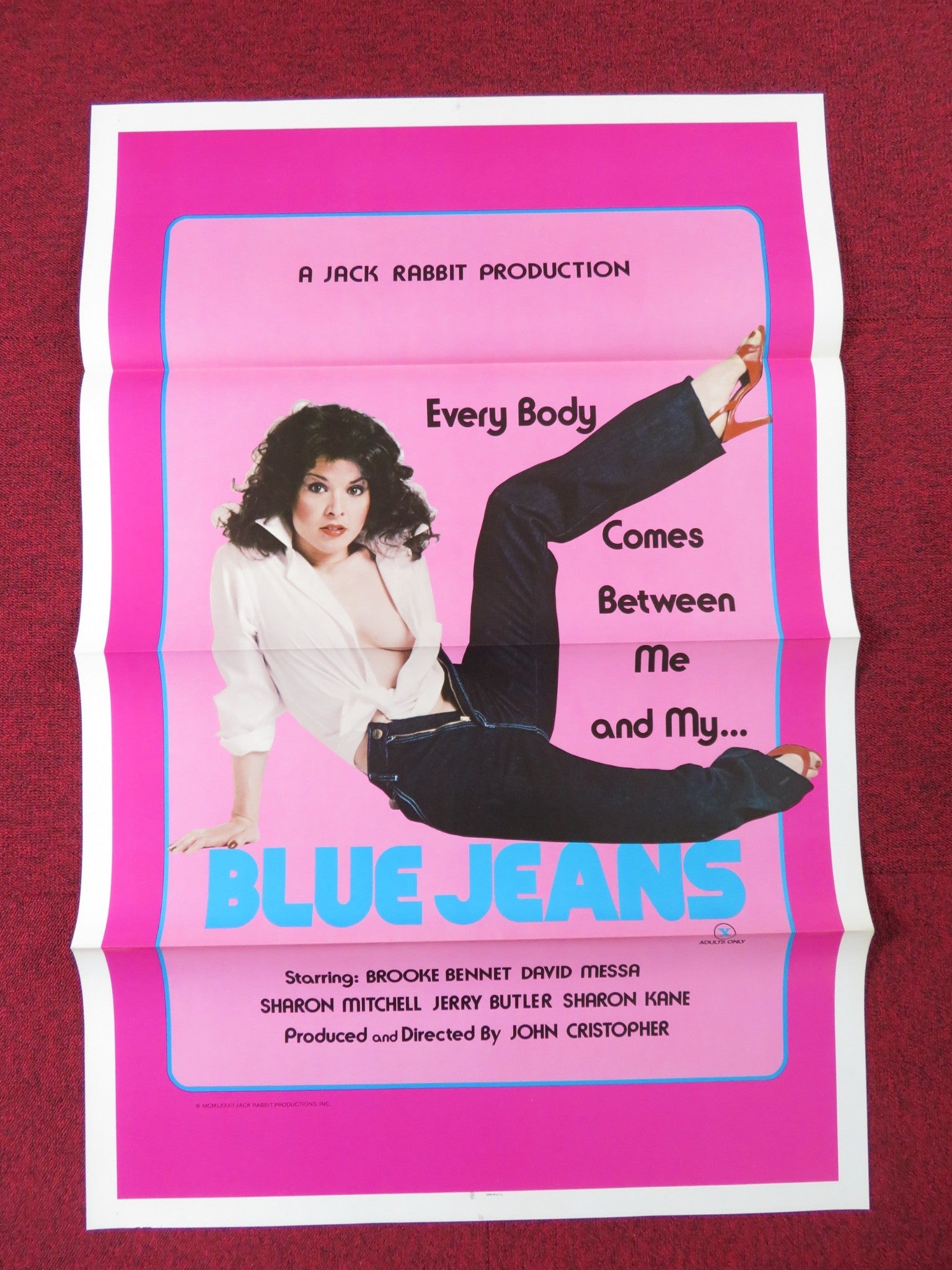 BLUE JEANS US TRI FOLDED ONE SHEET ROLLED POSTER BROOKE BENNET RON JEREMY 1982 Rendezvous Cinema Movie posters