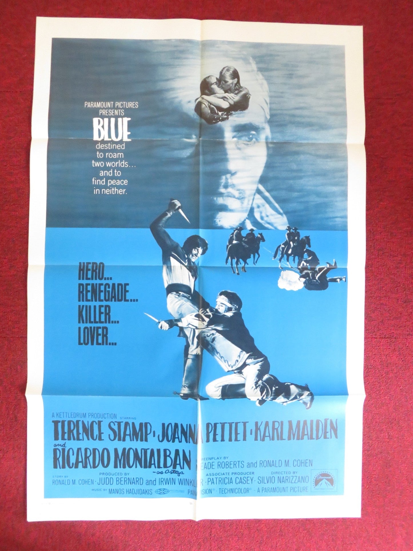 BLUE - STYLE B FOLDED US ONE SHEET POSTER TERENCE STAMP JOANNA PETTET 1968 Rendezvous Cinema Movie posters
