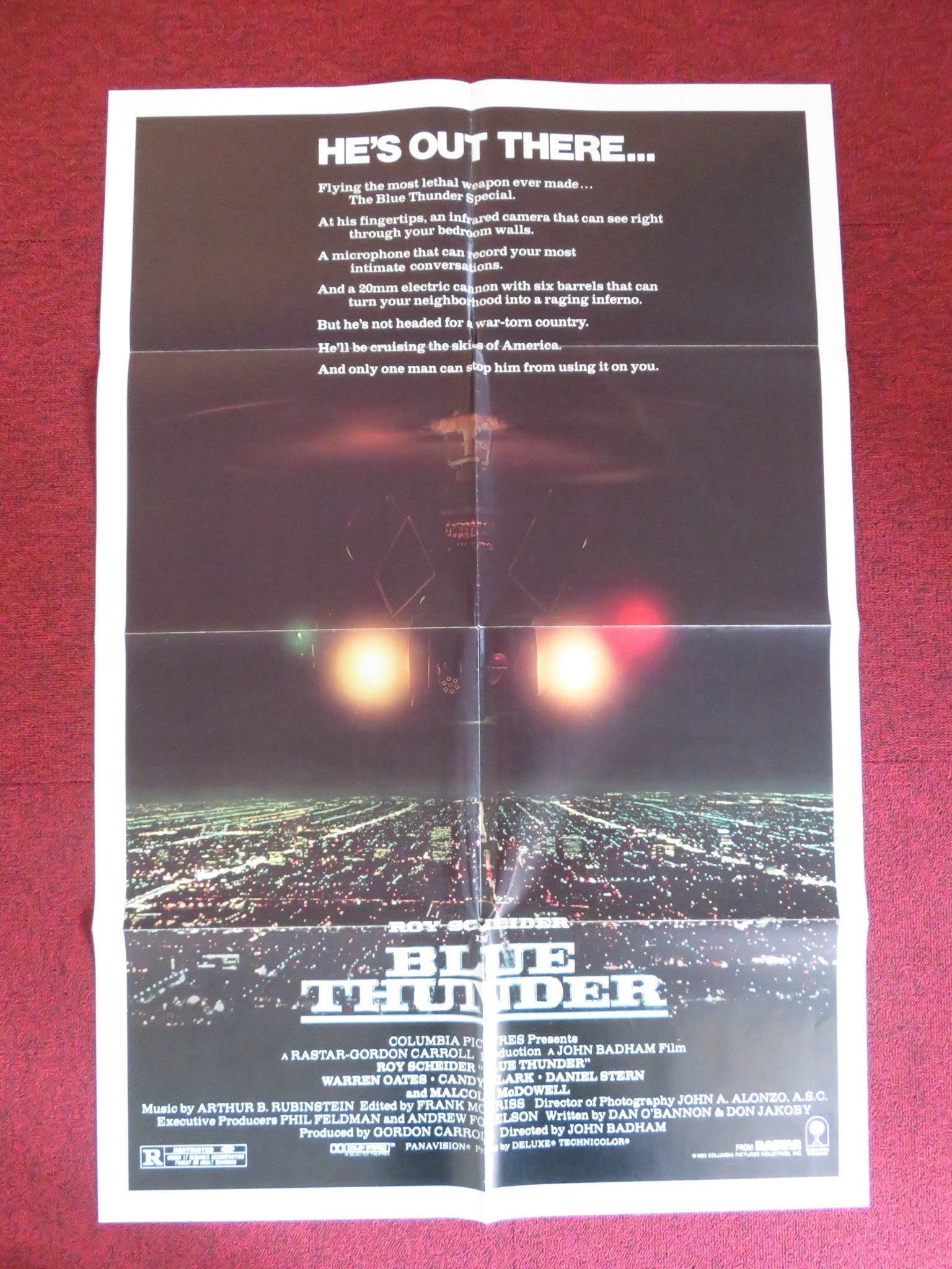 BLUE THUNDER FOLDED US ONE SHEET POSTER WARREN OATS ROY SCHEIDER 1983 Rendezvous Cinema Movie posters