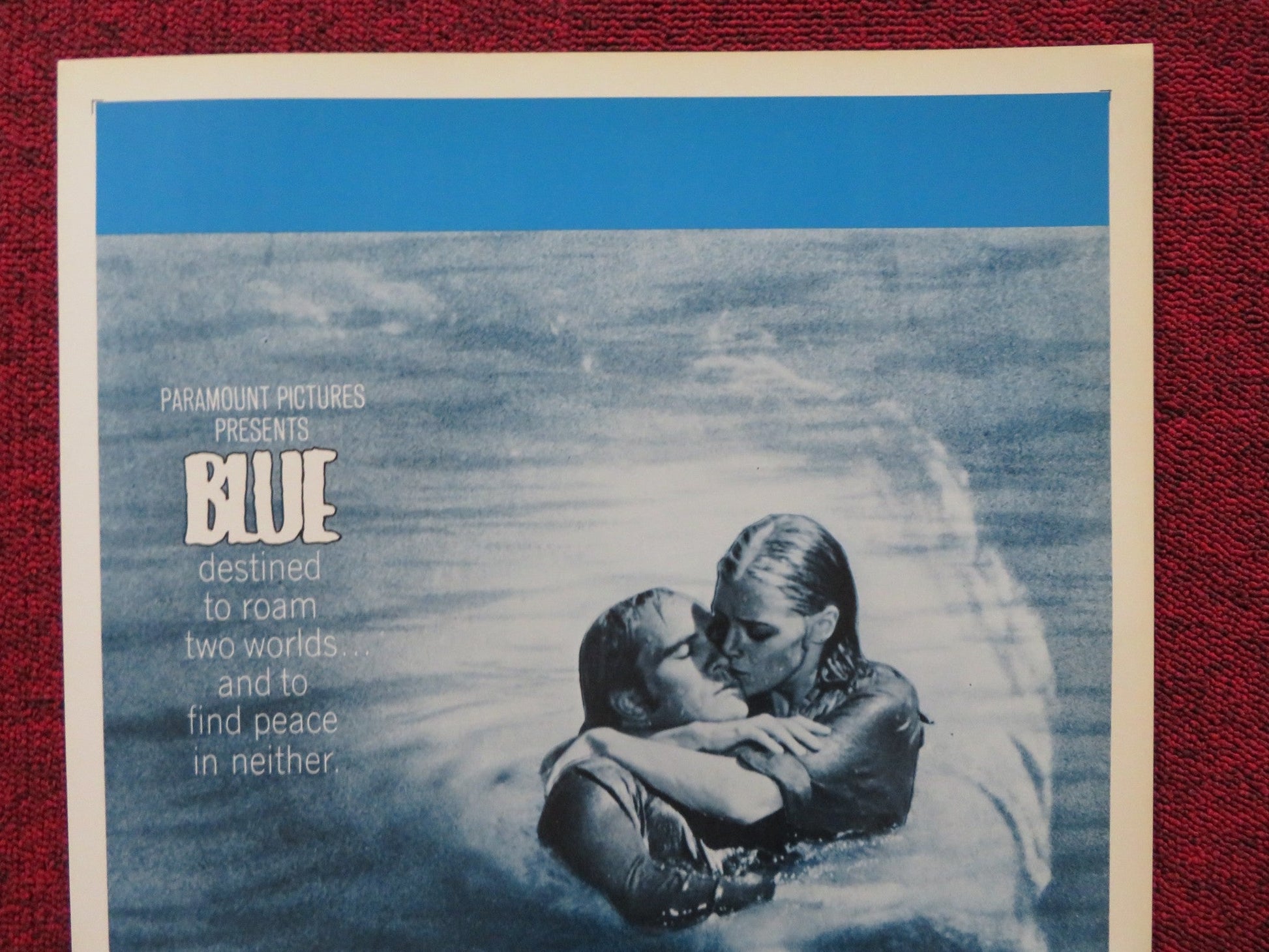 BLUE US INSERT (14"x 36") POSTER TERENCE STAMP JOANNA PETTET 1968 Rendezvous Cinema Movie posters