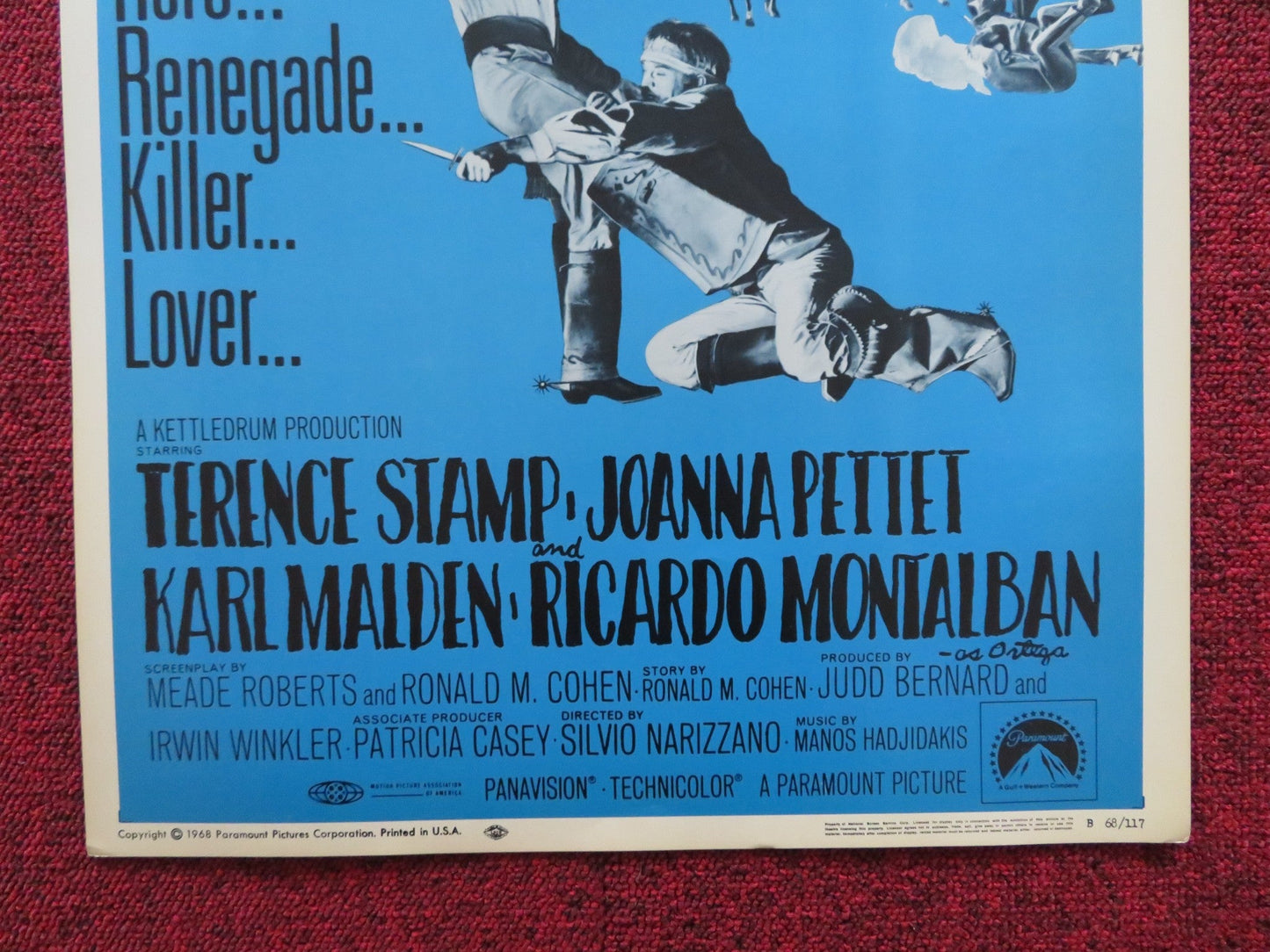 BLUE US INSERT (14"x 36") POSTER TERENCE STAMP JOANNA PETTET 1968 Rendezvous Cinema Movie posters