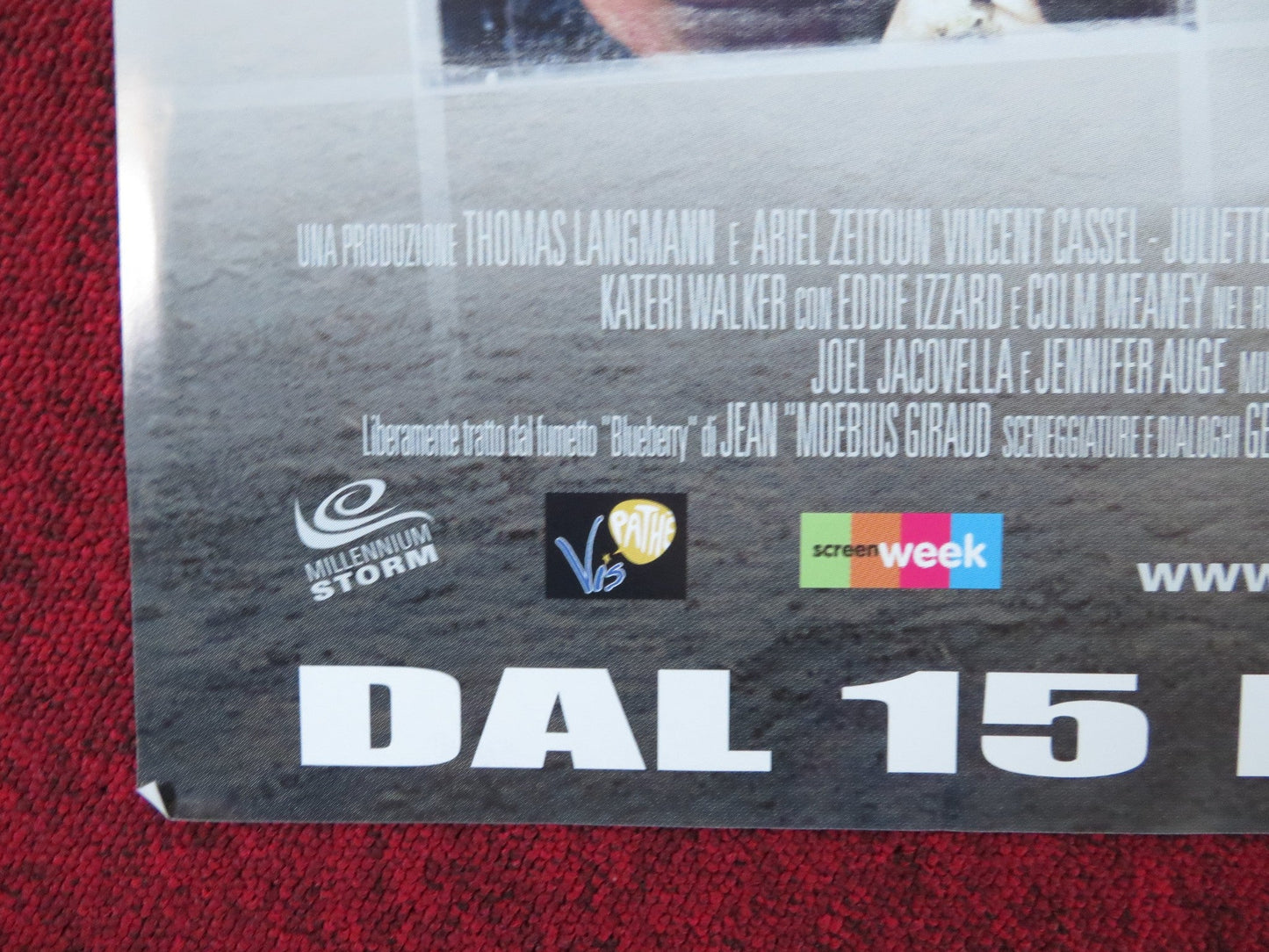 BLUEBERRY ITALIAN FOGLIO POSTER VINCENT CASSEL JULIETTE LEWIS 2004 Rendezvous Cinema Movie posters