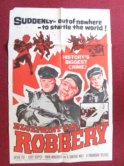 BLUEPRINT FOR ROBBERY FOLDED US ONE SHEET POSTER J. PAT O'MALLEY 1961 Rendezvous Cinema Movie posters