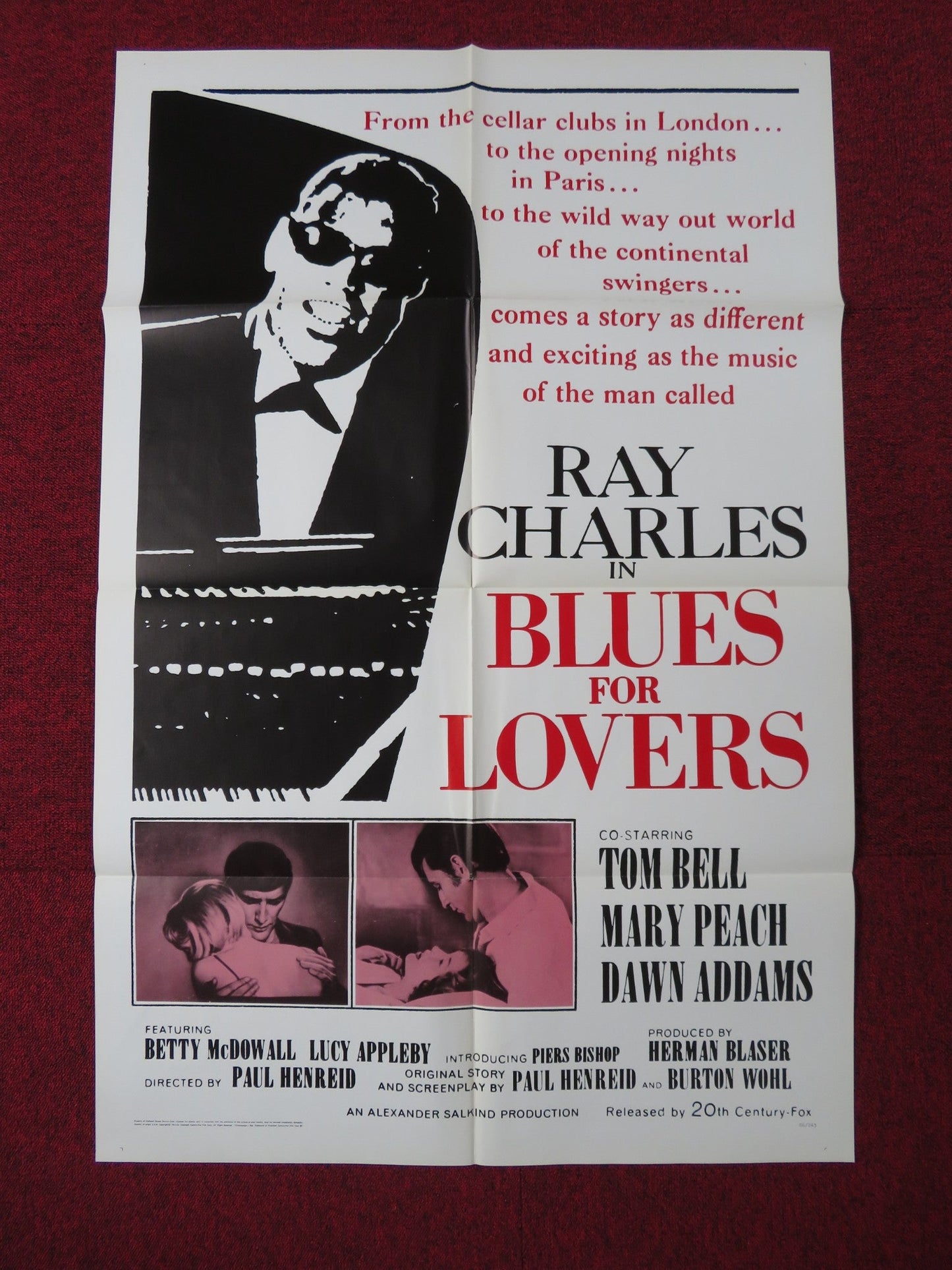 BLUES FOR LOVERS FOLDED US ONE SHEET POSTER RAY CHARLES TOM BELL 1966 Rendezvous Cinema Movie posters