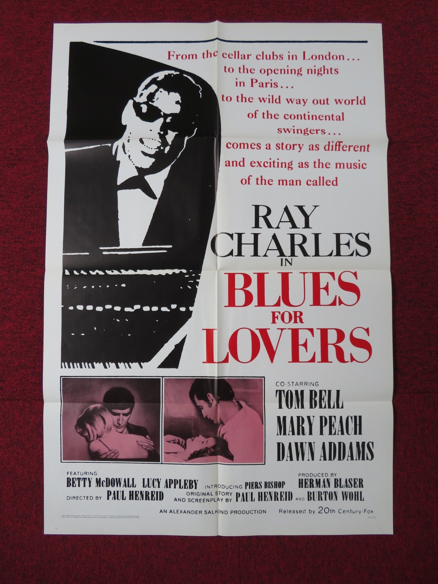 BLUES FOR LOVERS FOLDED US ONE SHEET POSTER RAY CHARLES TOM BELL 1966 Rendezvous Cinema Movie posters