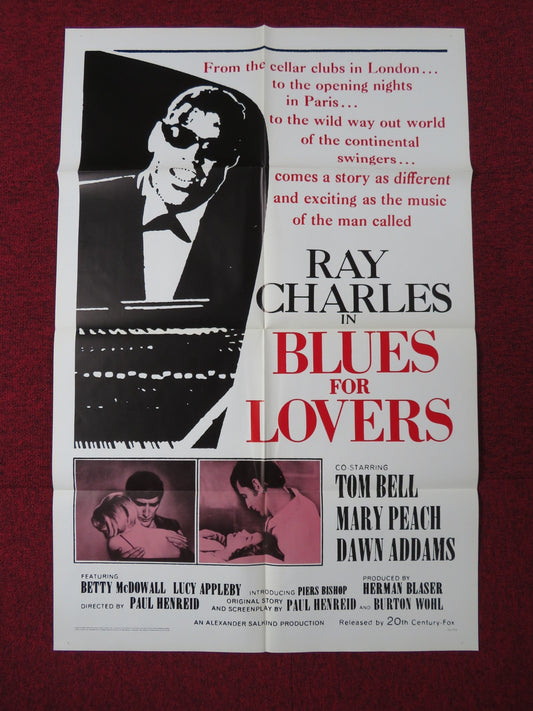 BLUES FOR LOVERS FOLDED US ONE SHEET POSTER RAY CHARLES TOM BELL 1966 Rendezvous Cinema Movie posters