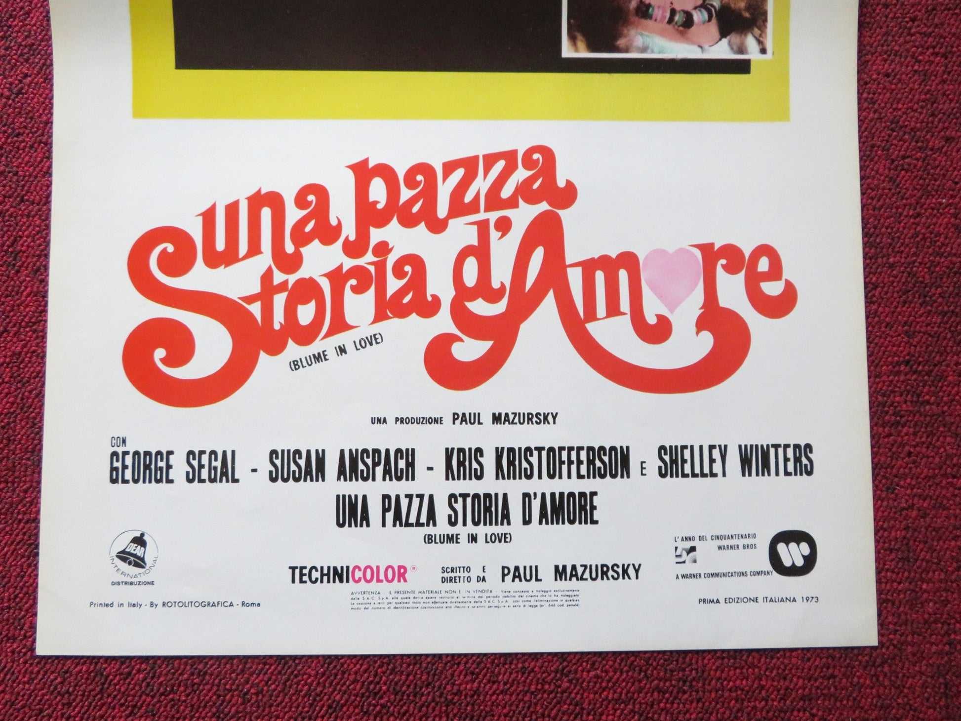 BLUME IN LOVE ITALIAN LOCANDINA POSTER GEORGE SEGAL SUSAN ANSPACH 1973 Rendezvous Cinema Movie posters