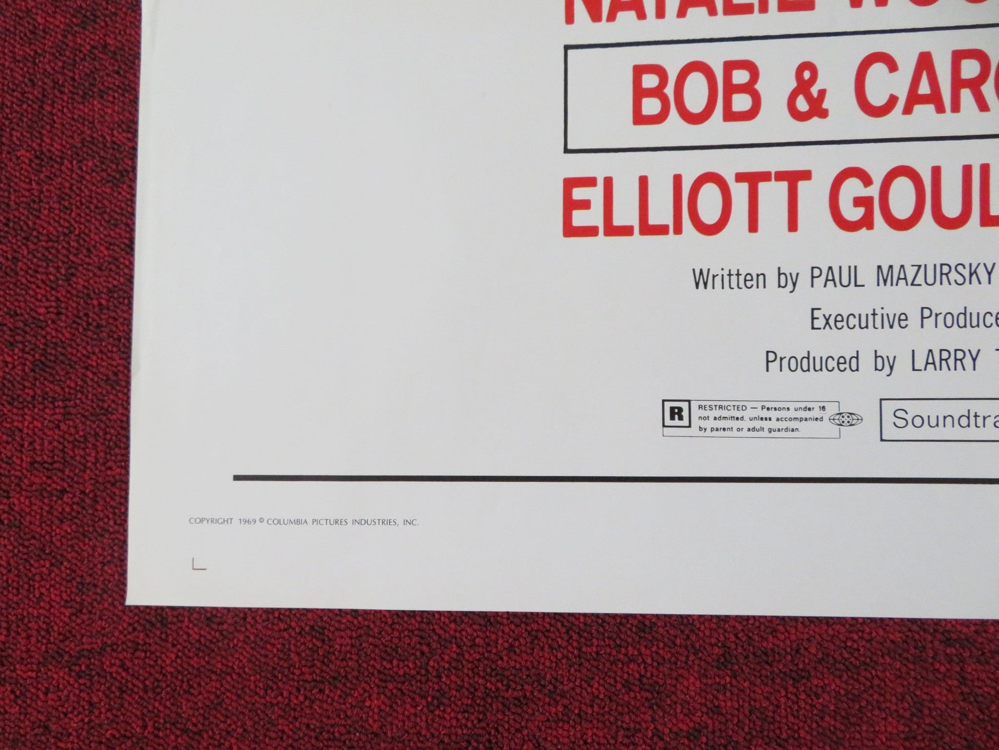 BOB & CAROL & TED & ALICE FOLDED US ONE SHEET POSTER ROBERT CULP N. WOOD 1969 Rendezvous Cinema Movie posters