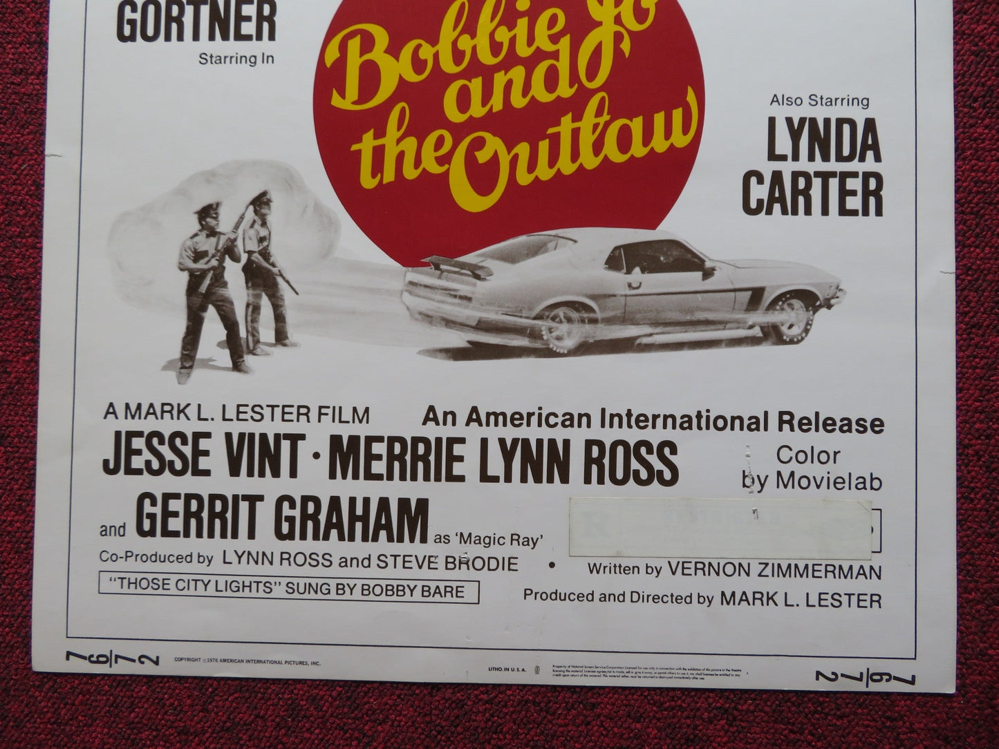 BOBBIE JO AND THE OUTLAW US INSERT (14"x 36") POSTER MARJOE GORTNER CARTER 1976 Rendezvous Cinema Movie posters