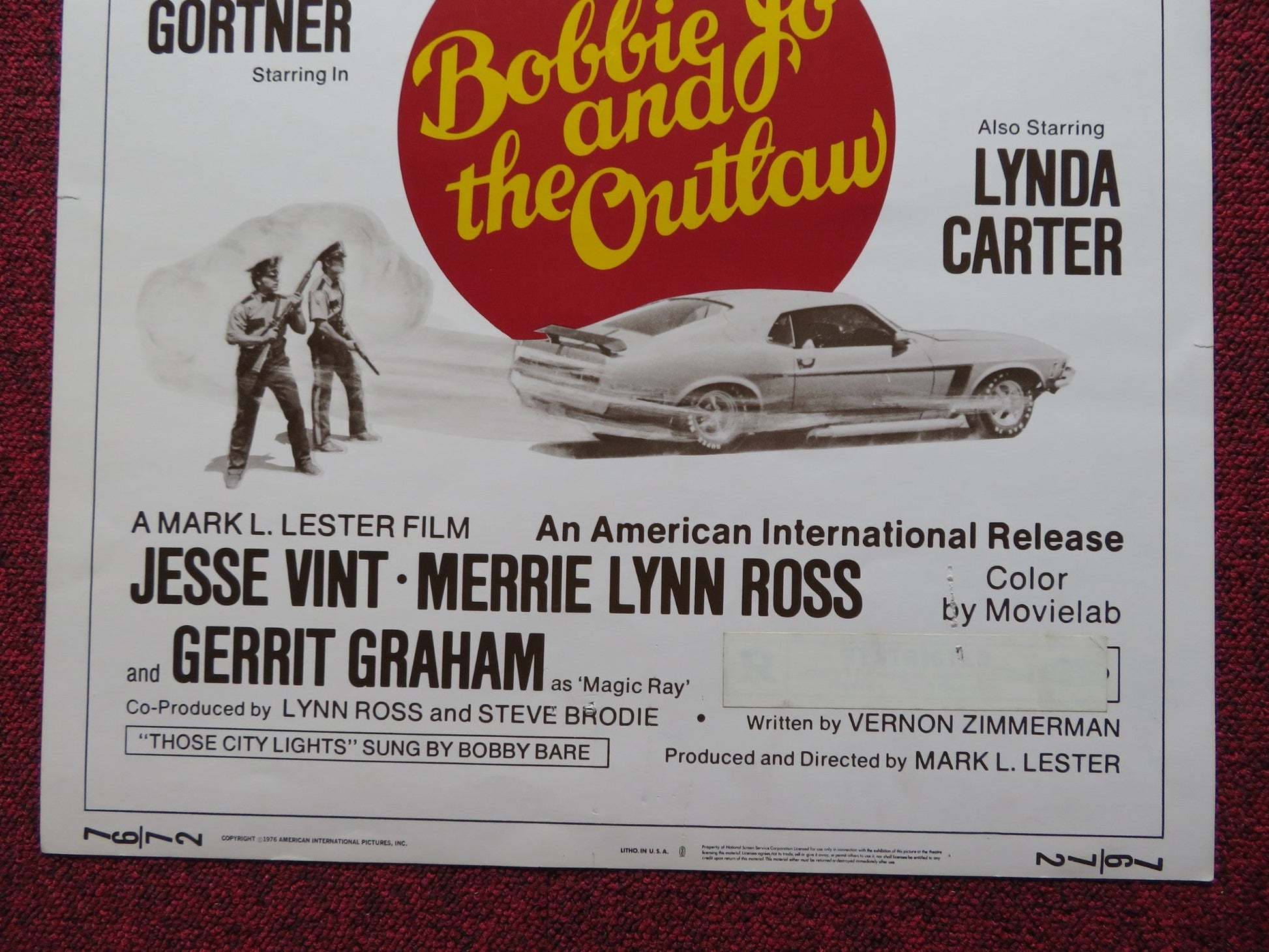 BOBBIE JO AND THE OUTLAW US INSERT (14"x 36") POSTER MARJOE GORTNER CARTER 1976 Rendezvous Cinema Movie posters
