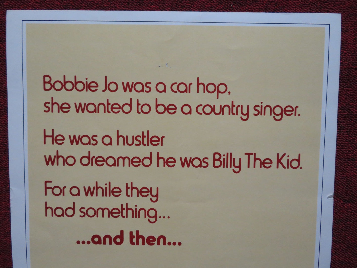 BOBBIE JO AND THE OUTLAW US INSERT (14"x 36") POSTER MARJOE GORTNER CARTER 1976 Rendezvous Cinema Movie posters