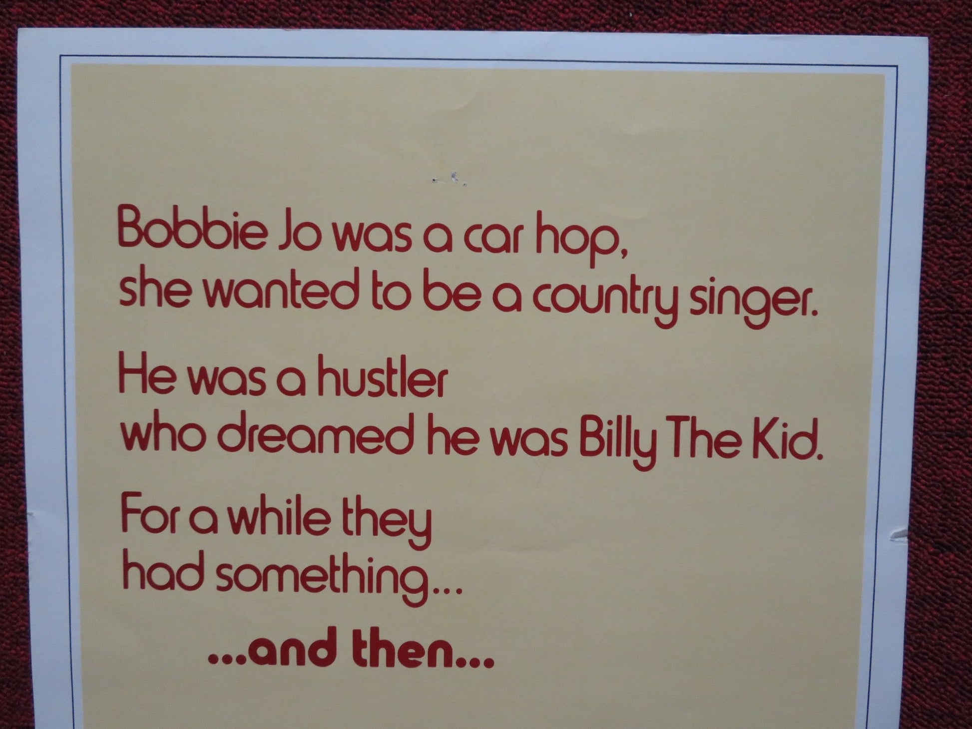 BOBBIE JO AND THE OUTLAW US INSERT (14"x 36") POSTER MARJOE GORTNER CARTER 1976 Rendezvous Cinema Movie posters