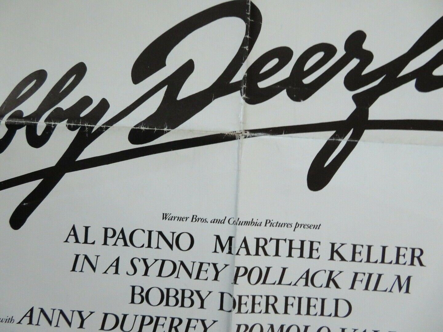 BOBBY DEERFIELD US ONE SHEET (27"x 41") POSTER AL PACINO SYDNEY POLLACK 1977 - Rendezvous Cinema