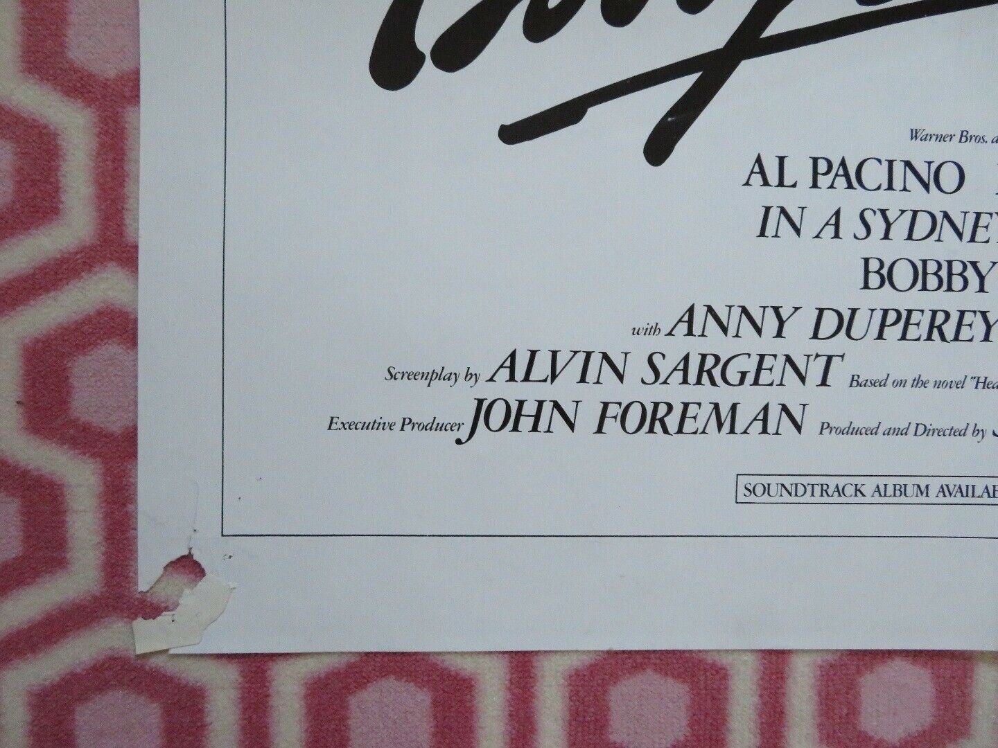 BOBBY DEERFIELD US ONE SHEET (27"x 41") POSTER AL PACINO SYDNEY POLLACK 1977 - Rendezvous Cinema